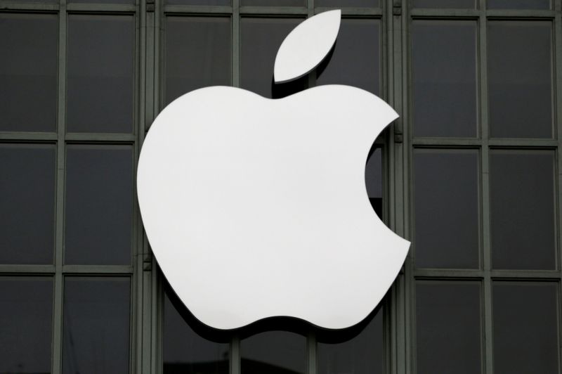 FILE PHOTO: The Apple Inc logo is shown outside the