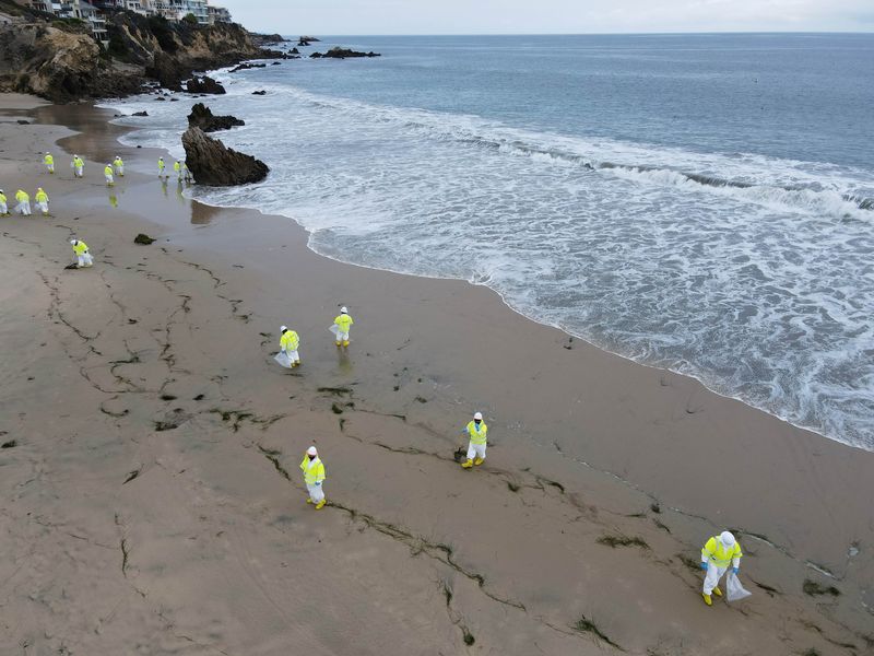 FILE PHOTO: Crude oil spill on southern California beaches