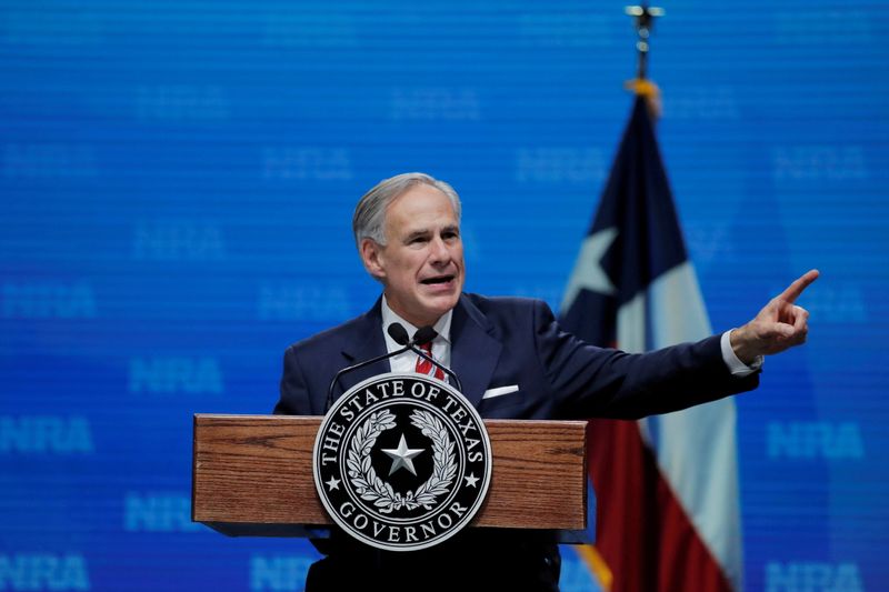 FILE PHOTO: Texas Governor Greg Abbott speaks at the annual
