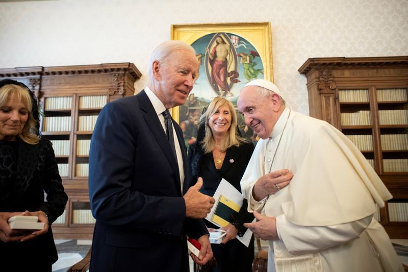 Pope Francis meets U.S. President Joe Biden and first lady