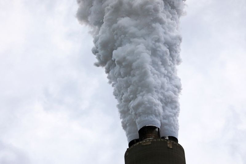 FILE PHOTO: Exhaust rises from the stacks of the Harrison