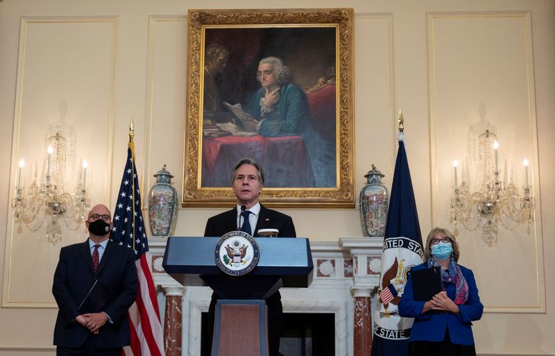 U.S. Secretary of State Antony Blinken delivers remarks on the