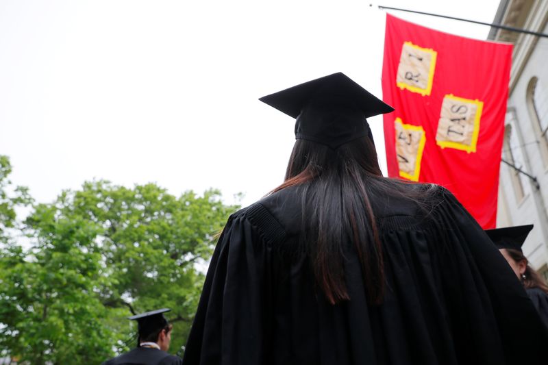 Graduating students arrive for Commencement Exercises at Harvard University in