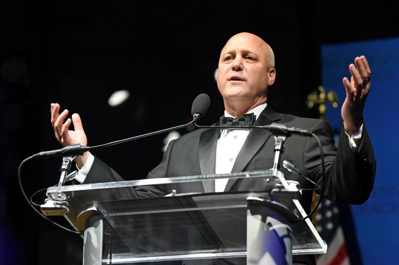 New Orleans Mayor Mitch Landrieu addresses the audience after receiving