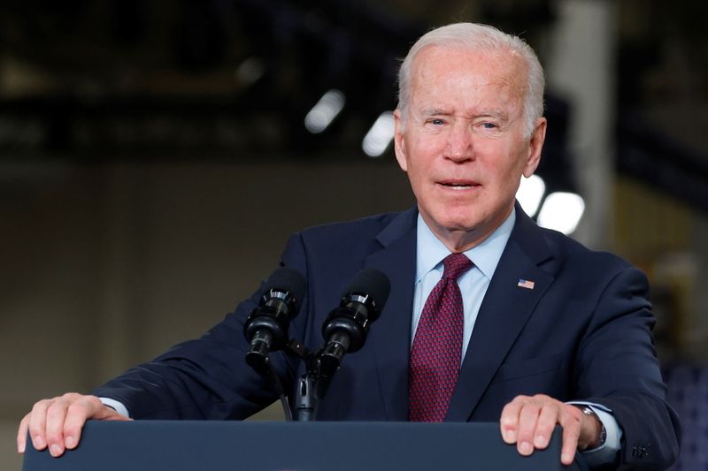 U.S. President Joe Biden delivers remarks after touring the General