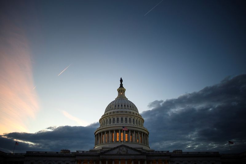 Dusk falls over the U.S. Capitol in Washington
