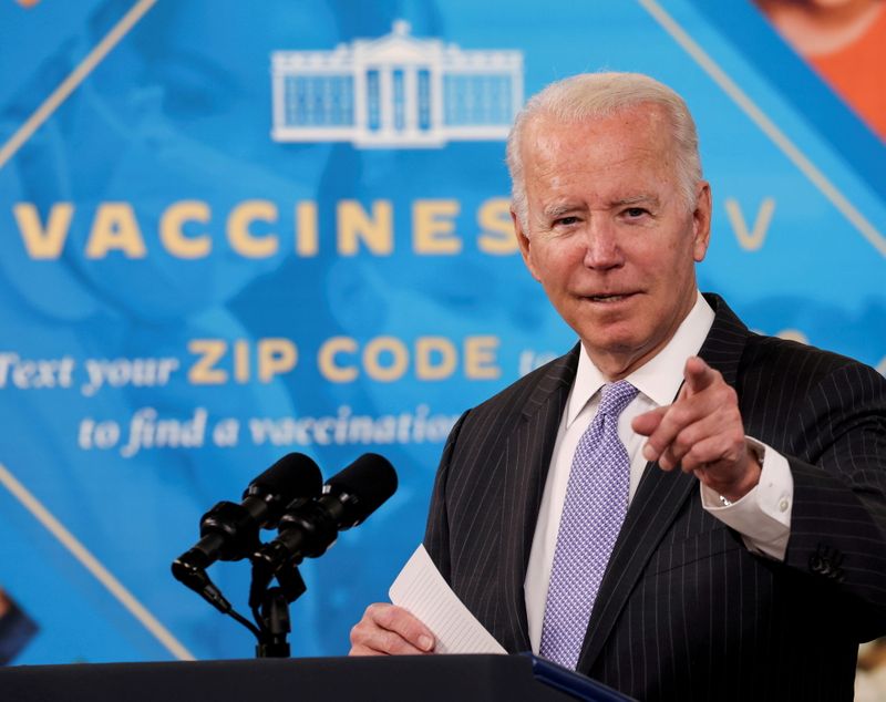 FILE PHOTO: U.S. President Joe Biden speaks about authorization of