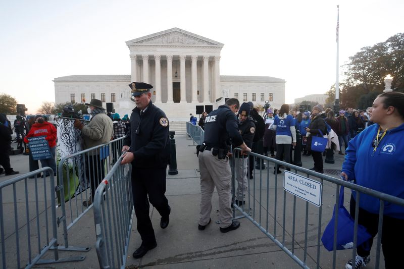 Anti-abortion and pro-abortion rights protesters gather outside Supreme Court in