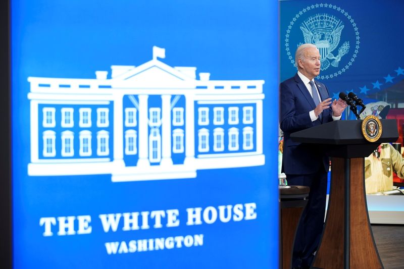 U.S. President Joe Biden speaks at the White House in