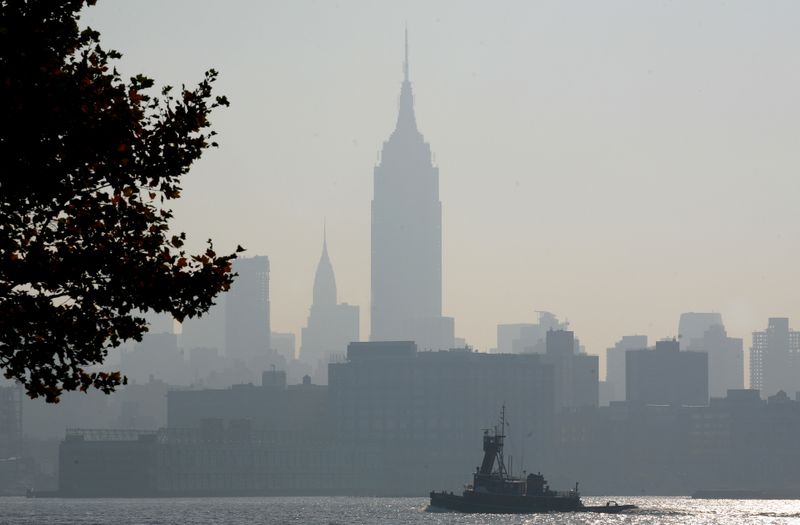FILE PHOTO: The haze shrouded skyline of New York is