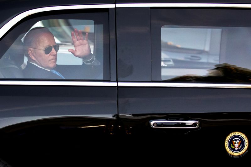 FILE PHOTO: U.S. President Joe Biden leaves for the airport