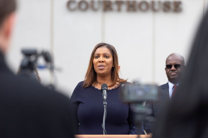 FILE PHOTO: New York State Attorney General Letitia James smiles