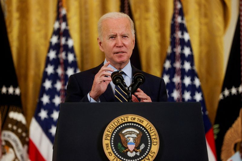 FILE PHOTO: U.S. President Joe Biden speaks about the Build