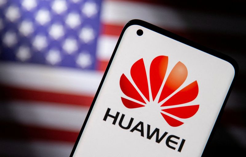 FILE PHOTO: Smartphone with a Huawei logo is seen in