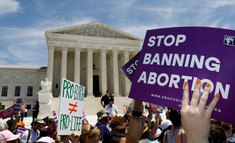 FILE PHOTO: Abortion rights activists rally outside the U.S. Supreme
