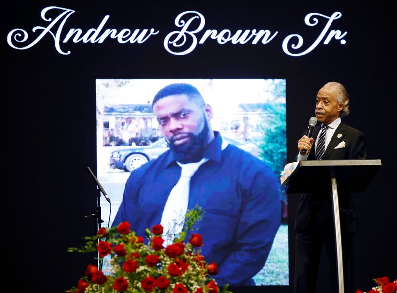 Reverend Al Sharpton delivers the eulogy at the funeral for