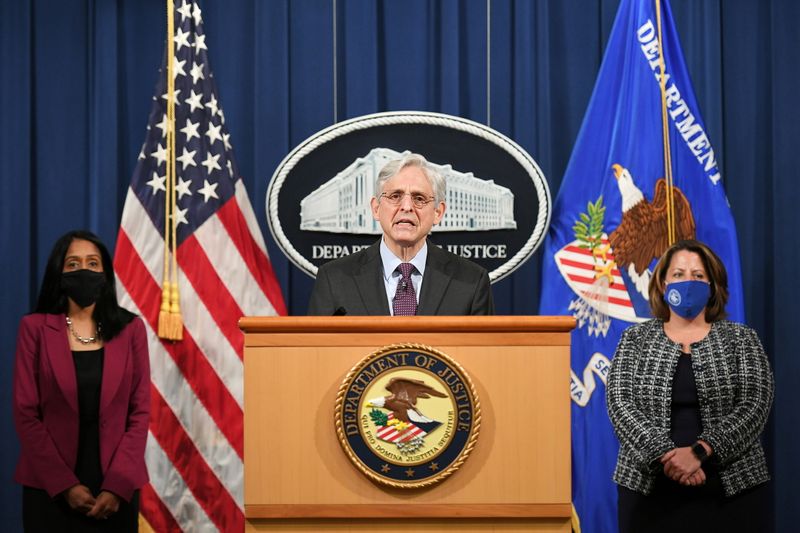 FILE PHOTO: U.S. Attorney General Garland speaks at the Department