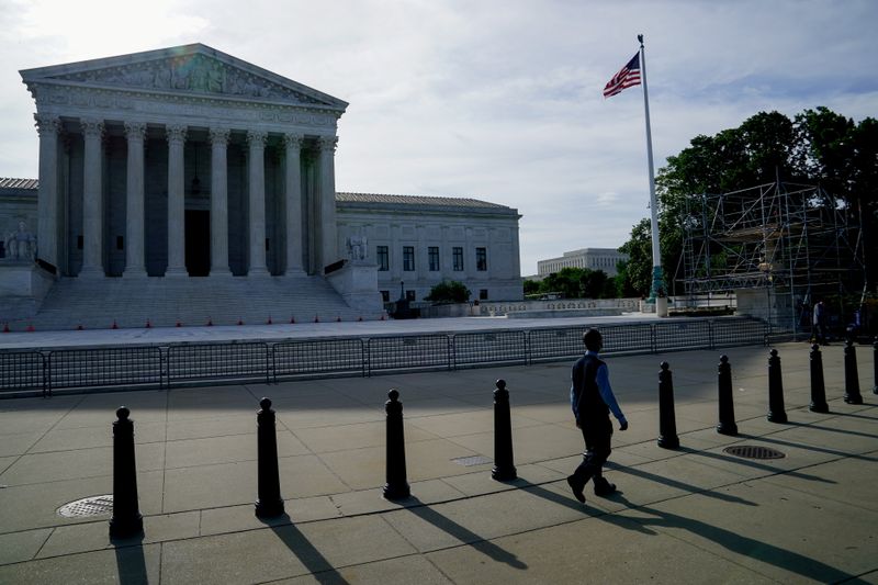 FILE PHOTO: People walk past the U.S. Supreme Court in