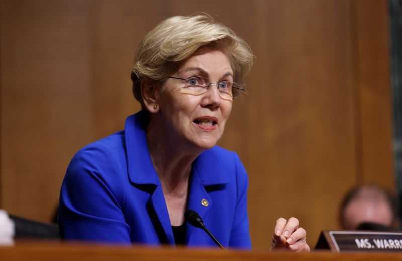 FILE PHOTO: U.S. Senator Warren speaks at a committee hearing