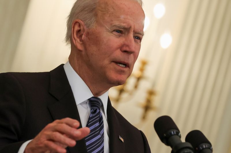 U.S. President Joe Biden delivers remarks on steps to curtail