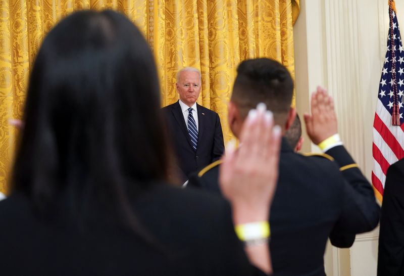Biden holds a naturalization ceremony at the White House in