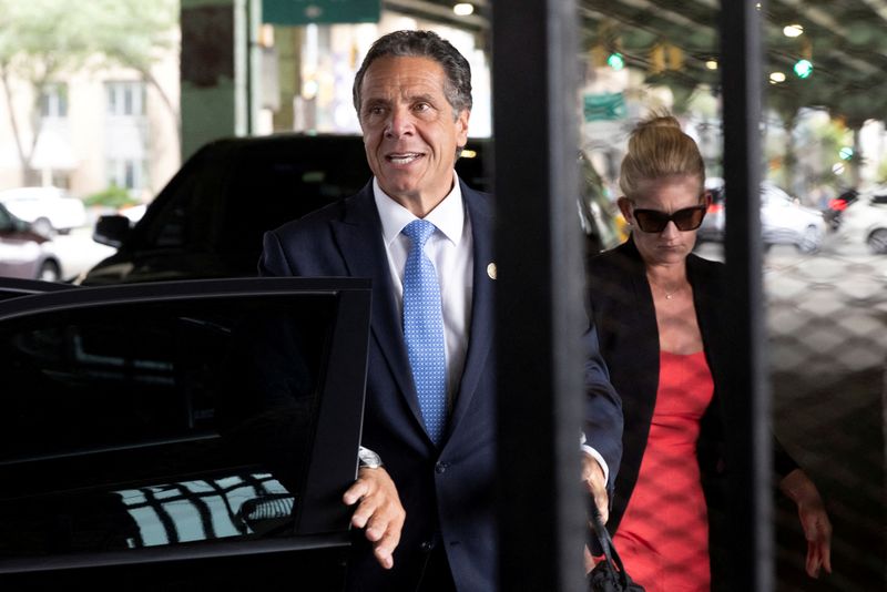 FILE PHOTO: New York Governor Andrew Cuomo arrives to depart