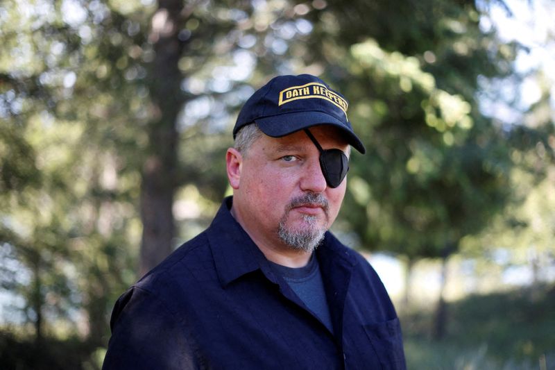 FILE PHOTO: Stewart Rhodes of the Oath Keepers poses during