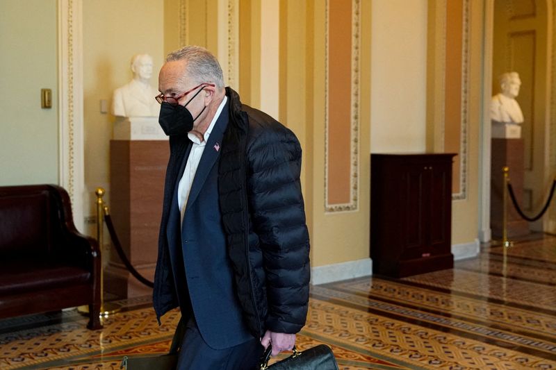 U.S. Senate Majority Leader Chuck Schumer (D-NY) arrives to the