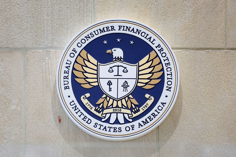 FILE PHOTO: The seal of the Consumer Financial Protection Bureau
