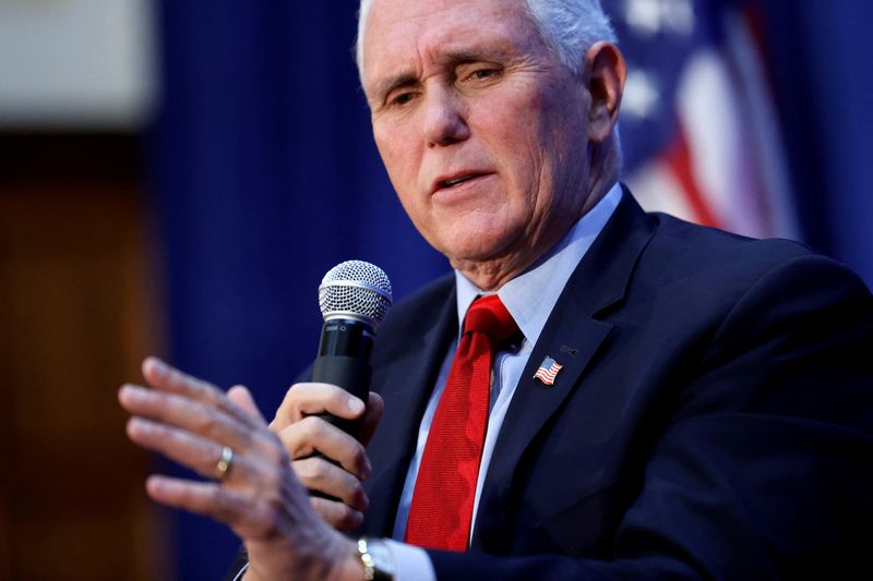 FILE PHOTO: U.S. former Vice President Pence delivers remarks on