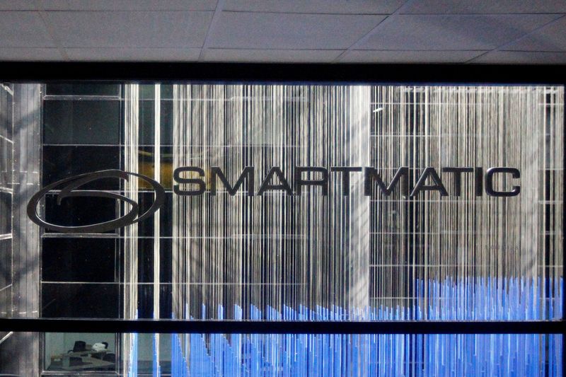 FILE PHOTO: The corporate logo of Smartmatic is seen at