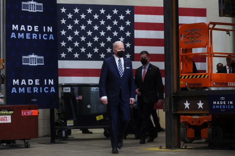 U.S. President Joe Biden visits Ironworkers Local 5 in Upper