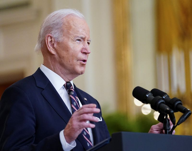 U.S. President Joe Biden delivers remarks on Russia-Ukraine situation from