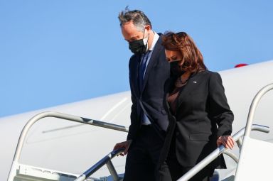 FILE PHOTO: U.S. Vice President Kamala Harris visits San Bernardino,