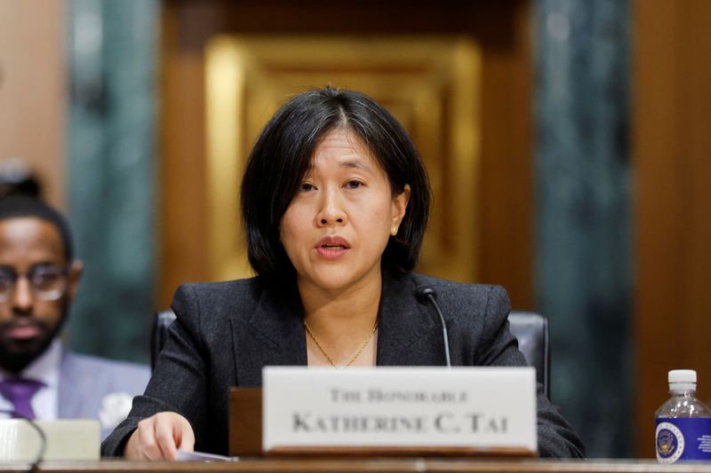 U.S. Trade Representative Tai testifies before a Senate Finance Committee