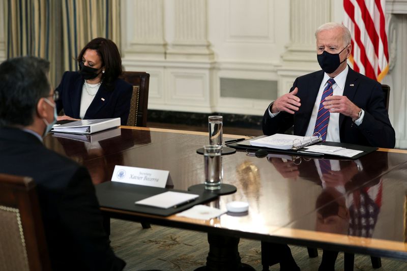 FILE PHOTO: U.S. President Joe Biden meets with immigration advisers
