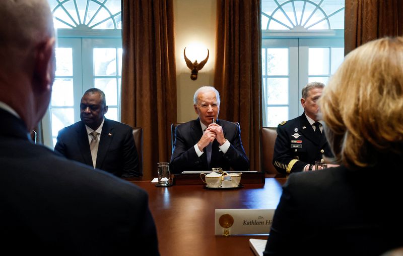 U.S. President Joe Biden meets with Defense Secretary Austin and