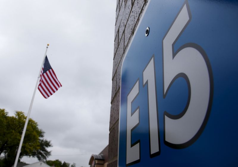 A sign advertising E15, a gasoline with 15 percent of
