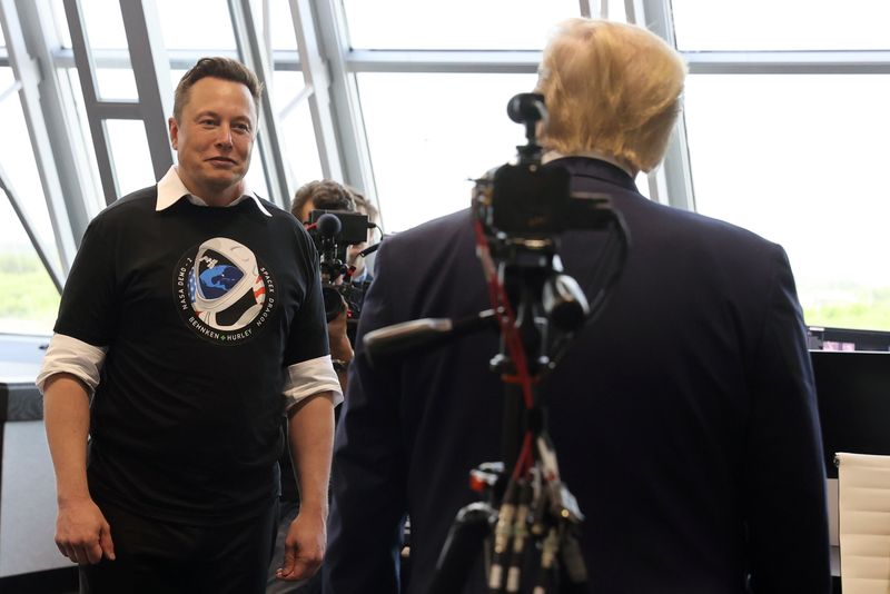 U.S. President Donald Trump and Elon Musk are seen at