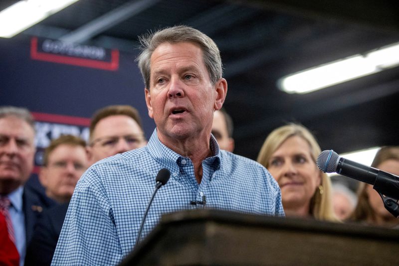 FILE PHOTO: Georgia’s Governor Brian Kemp visits Adventure Outdoors gun