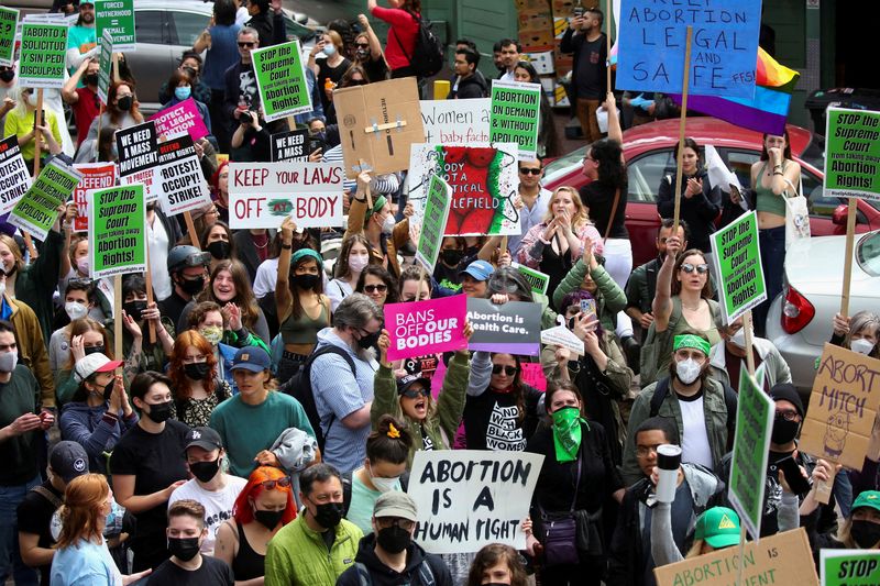 Abortion rights protesters participate in nationwide demonstrations, in Seattle
