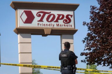 Scene of a shooting at a TOPS supermarket in Buffalo,