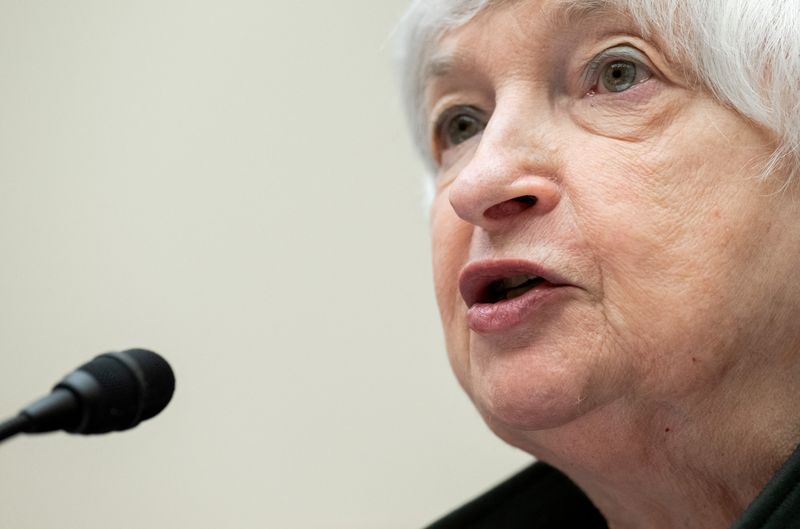 FILE PHOTO: U.S. Treasury Secretary Janet Yellen testifies during a