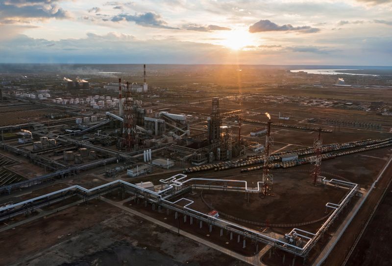 A general view shows the oil refinery of the Lukoil