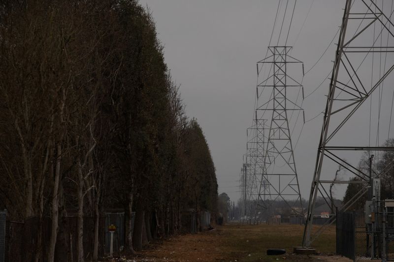 FILE PHOTO: Overhead power lines are seen during record-breaking temperatures