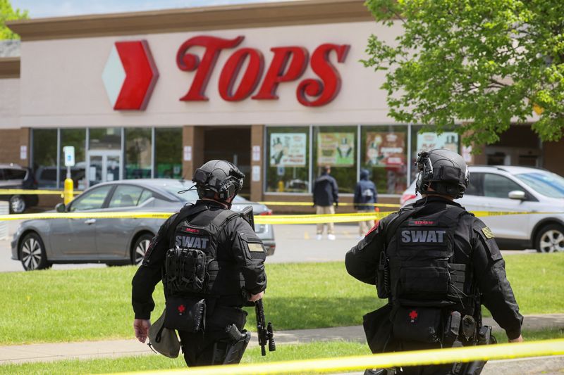 Scene of a shooting at a Tops supermarket in Buffalo,