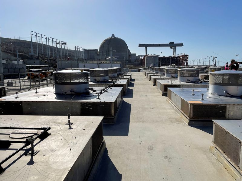 Spent fuel storage is seen at the San Onofre Nuclear