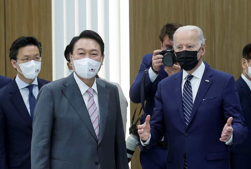 U.S. President Joe Biden visits a Samsung Semiconductor factory in