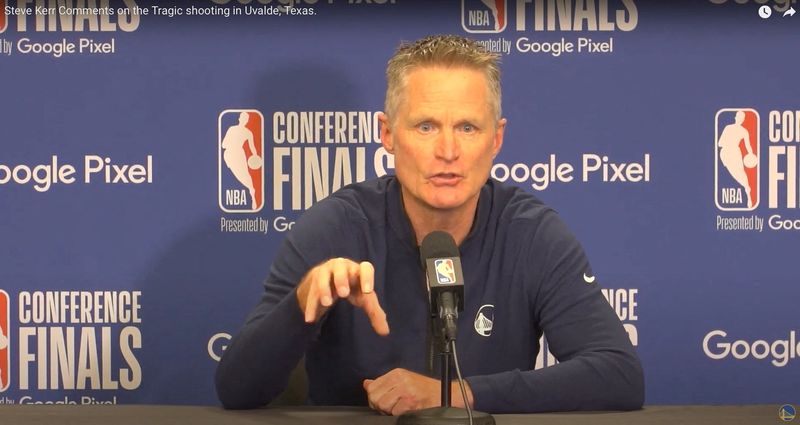 Golden State Warriors head coach Steve Kerr speaks about the Texas shooting