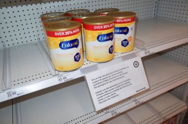 Continuing nationwide shortages in infant and toddler formula